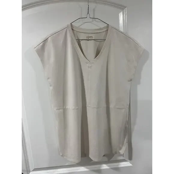 jones new york beige serenity knit v-neck dolman tee size S - Picture 3 of 8